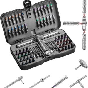 66 in 1 Precision Screwdriver Set, Magnetic Screwdriver Drill Bit Set, Household Repair Tool Kit with Detachable T-shaped Ratchet Handle for Furniture